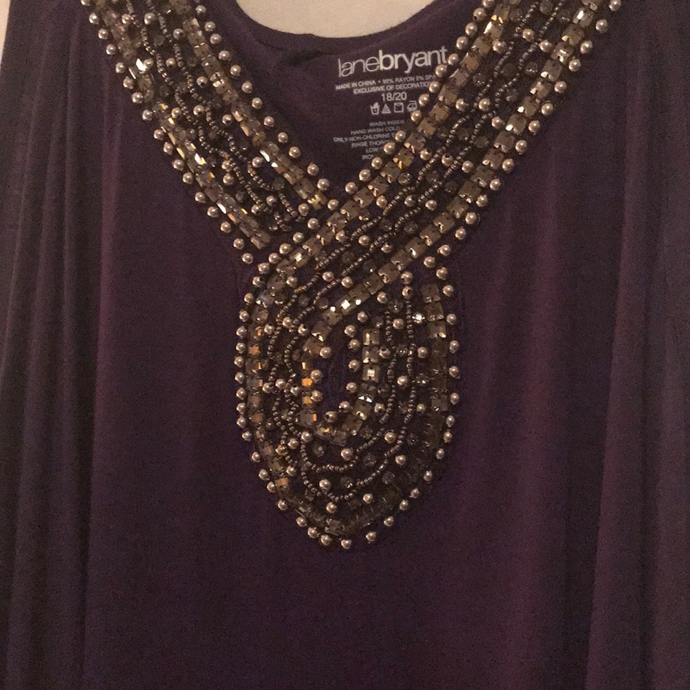 Purple tank with beaded neck